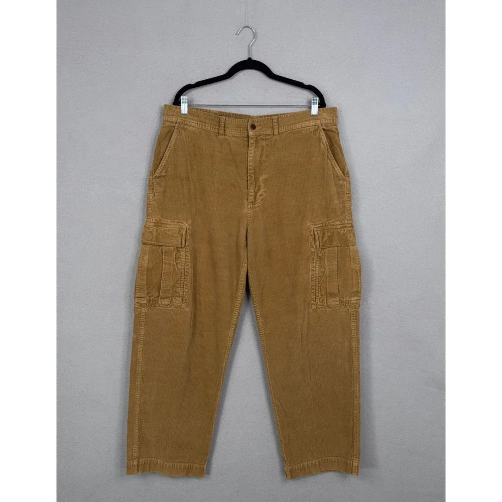 Vintage Polo Ralph Lauren Pants Mens 38/30 Tan Corduroy Utility Cargo Gorpcore